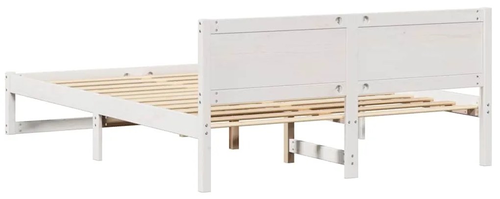Estrutura de Cama Branca Madeira de Pinho Maciça 140 x 200 cm