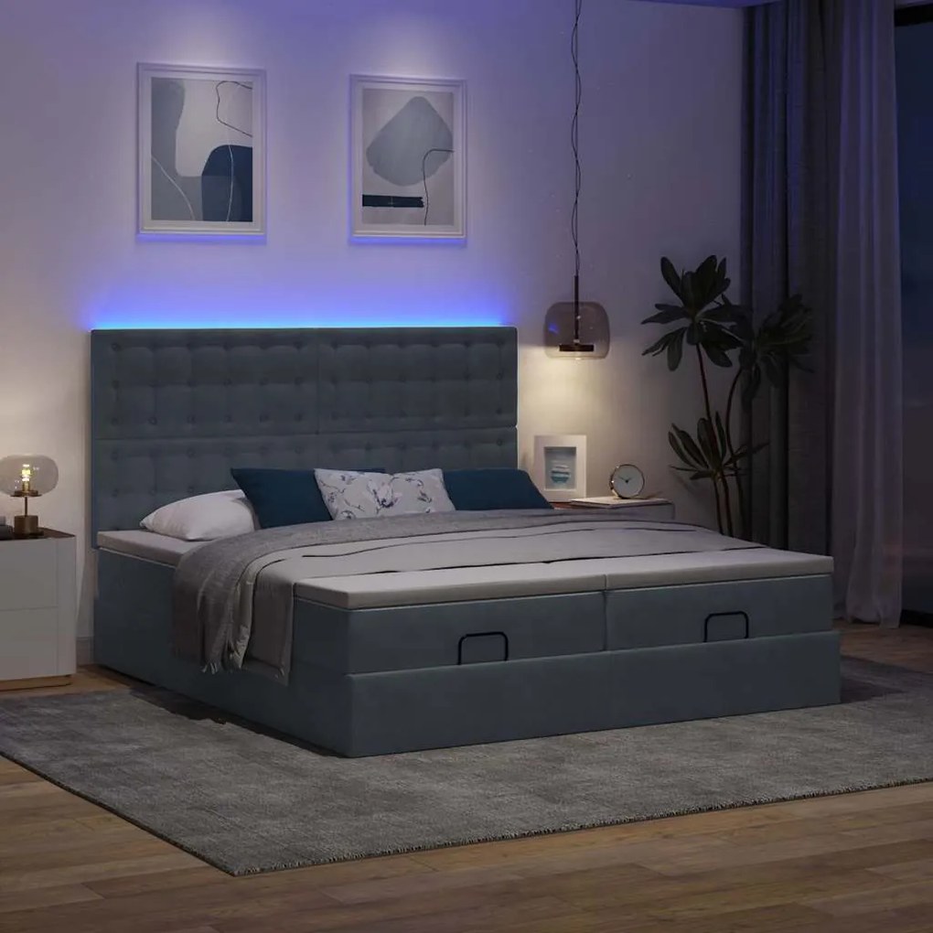 Estrutura cama otomana colchões 160x200 cm cinzento escuro