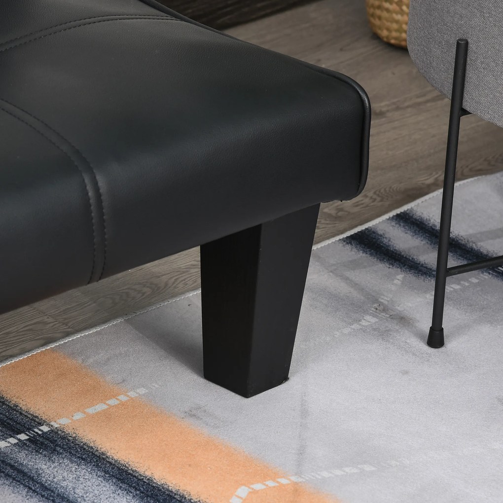 HOMCOM Sofá Cama de 3 Lugares Sofa 2 em 1 Dobrável sem Apoio para os Braços com Estrutura Resistente Pés Elevados Assento Acolchoado Carga 300kg 165x75,5x70cm Preto