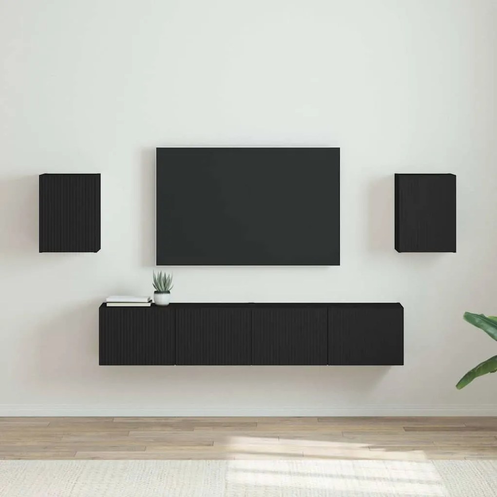 vidaXL Armário de TV de Parede 2 pcs Preto 30 x 31 x 40 cm