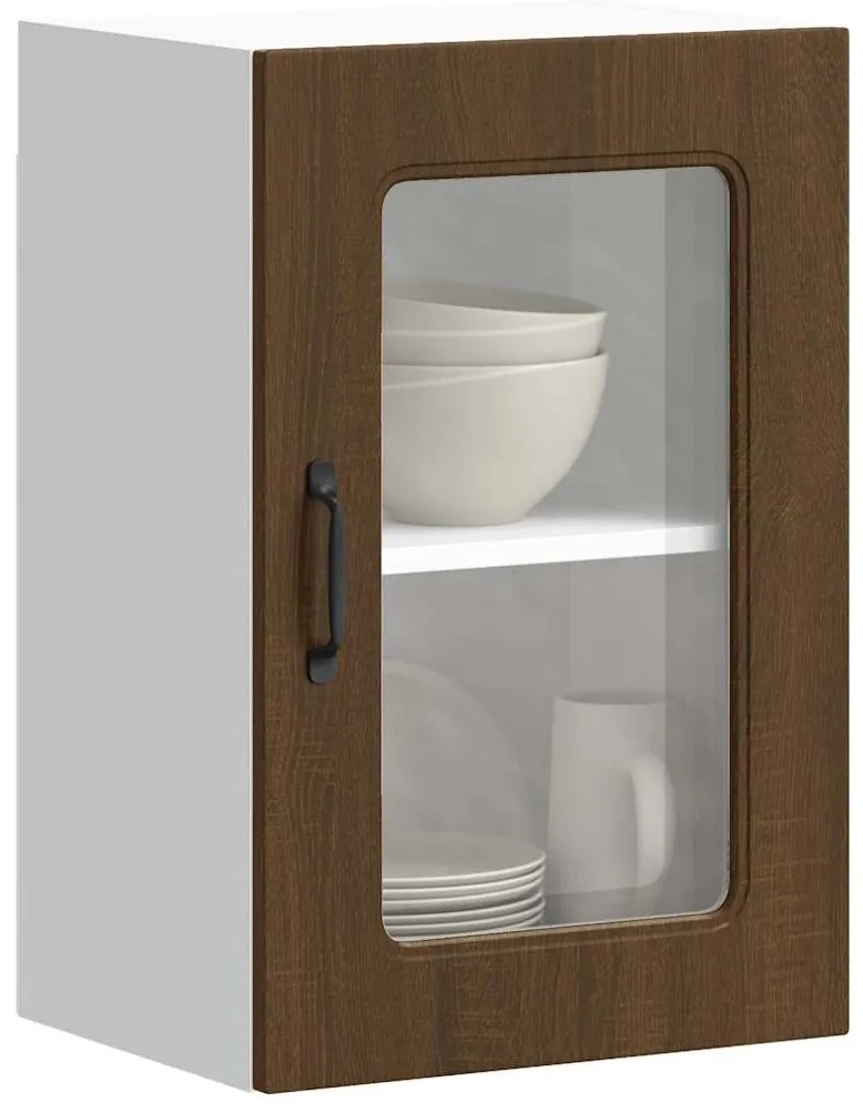 vidaXL Armário de parede cozinha porta vidro Kalmar carvalho castanho