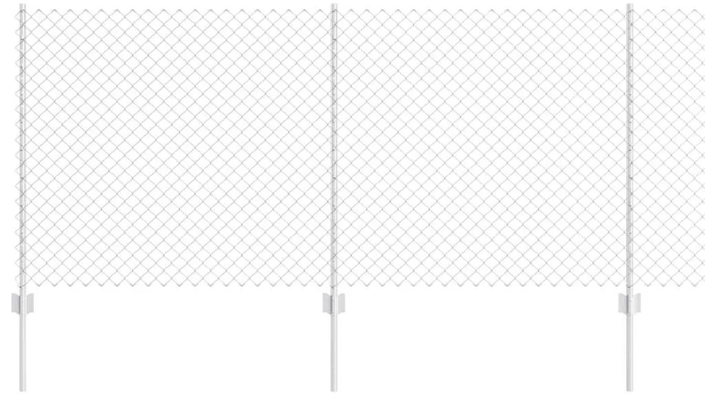 Cerca de Cadeia com 20 Postes U Prateados 1x10 m Aço