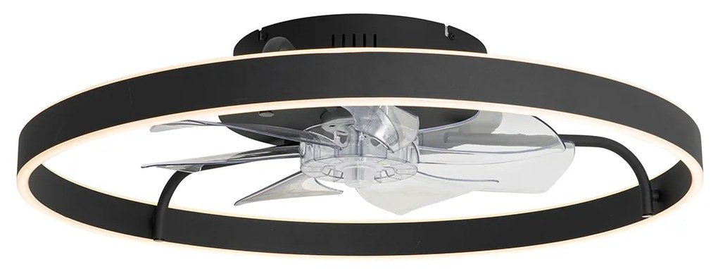 Ventilador de teto preto 70cm incl. LED regulável com controle remoto - Maddy