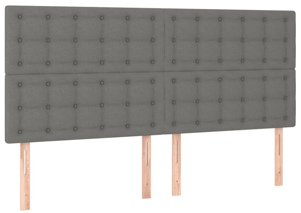 Estrutura de cama sem colchão 200x200 cm tecido cinzento-escuro