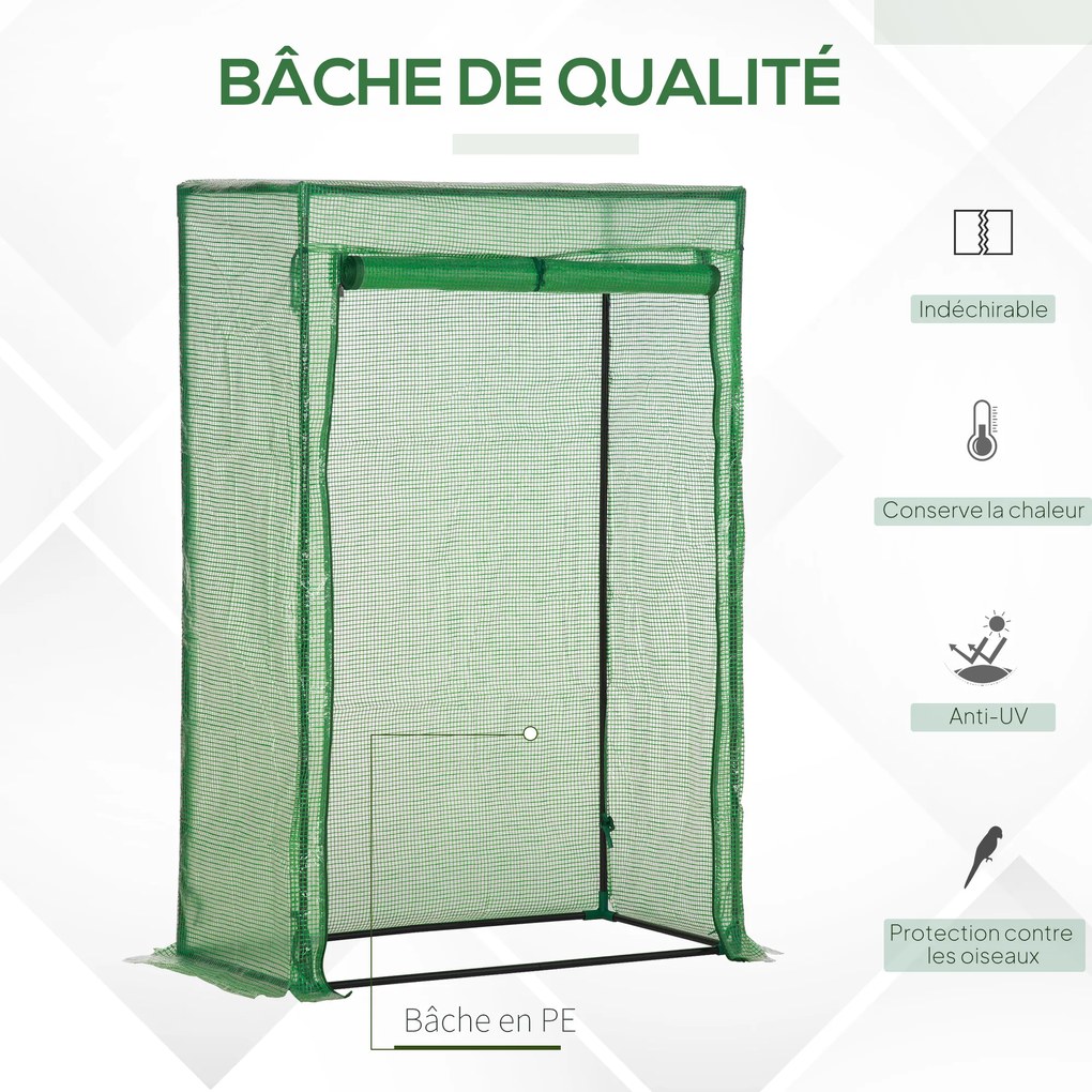 Estufa de jardim 100 x 50 x 150 cm, estufa de varanda, lona reforçada com PE, estrutura em aço, porta enrolável com fecho de correr, verde