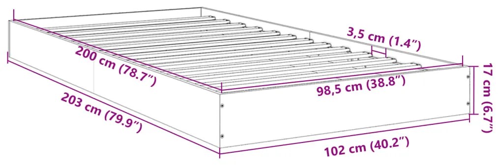 Estrutura de cama 100x200 cm derivados de madeira preto