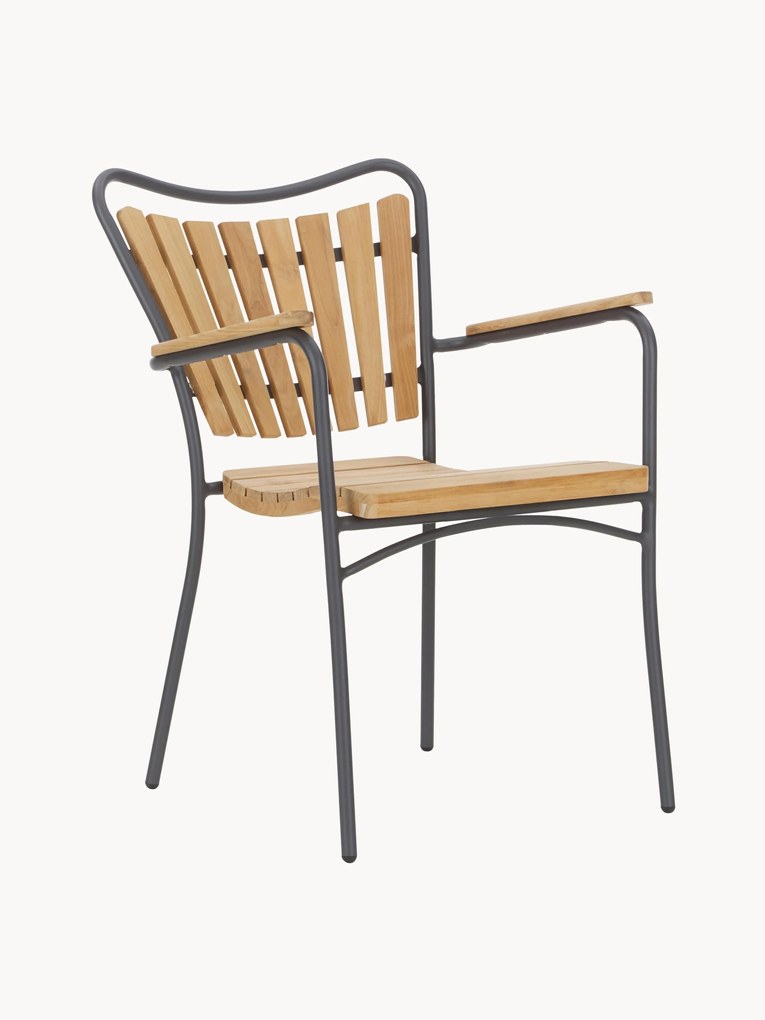 Cadeiras de jardim em madeira de teca Ellen, conjunto de 2