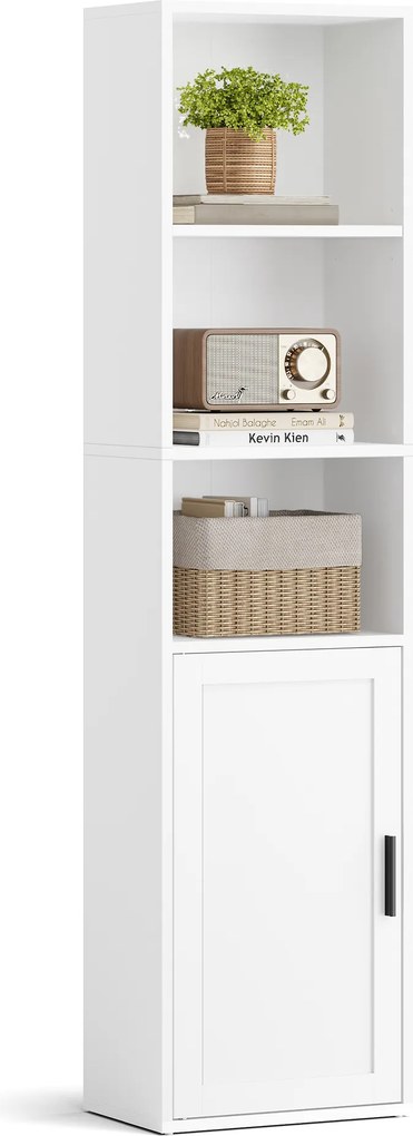Estante com 5 prateleiras e porta, 31,8 x 24 x 145,9 cm Branco