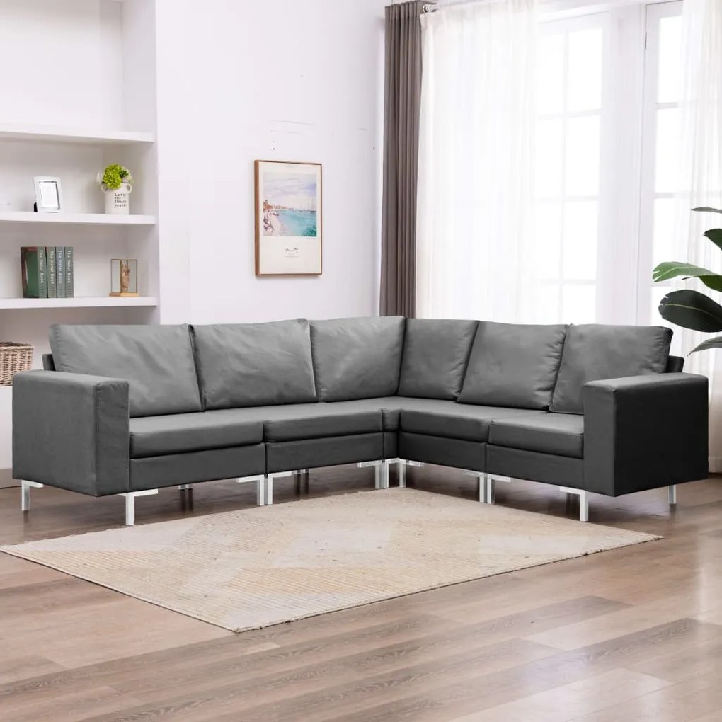 vidaXL 5 pcs conjunto de sofás tecido cinzento-escuro