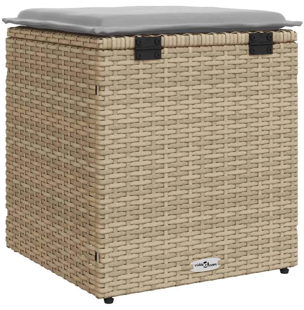Bancos de jardim com almofadas 2 unid 40x40x43 cm vime PE bege