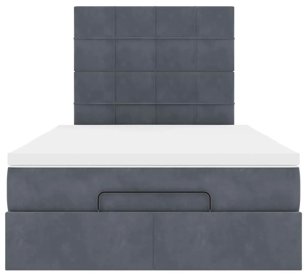 Estrutura de cama otomana com colchões cinza escuro Veludo