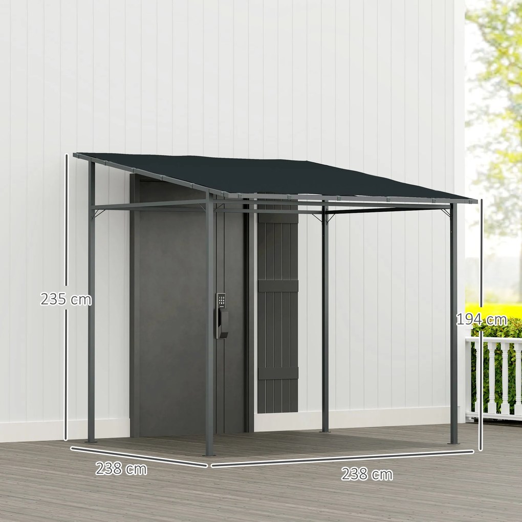 Pérgola de Parede 2,4x2,4 m Pérgola de Jardim com Teto Inclinado Prote