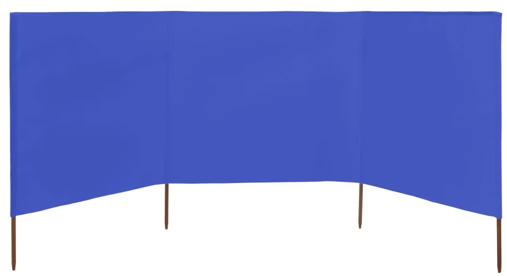 Para-vento com 3 painéis em tecido 400x80 cm azul-ciano