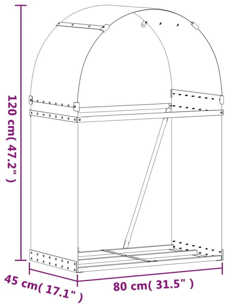 Suporte de lenha 80x45x120 cm aço galvanizado antracite