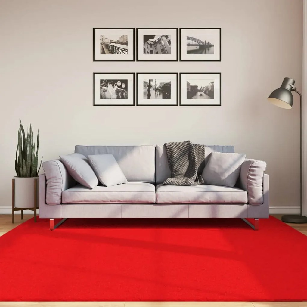 vidaXL Tapete de pelo curto OVIEDO 200x200 cm vermelho