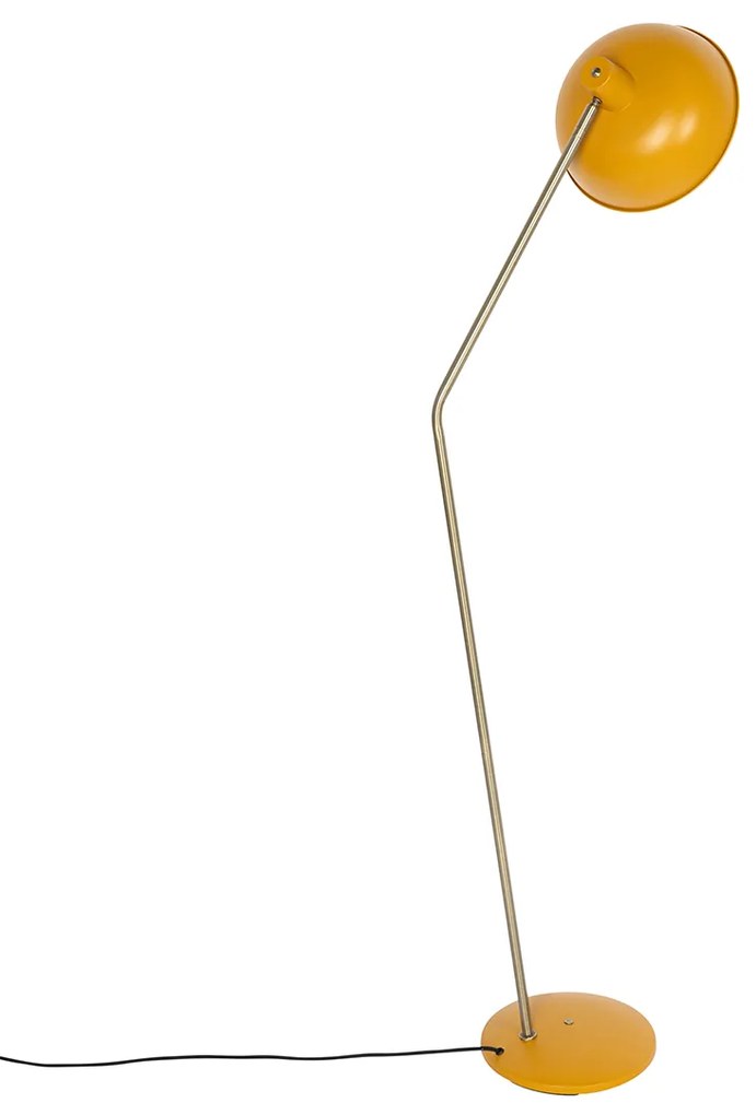 Candeeiro de pé retro amarelo com bronze - Milou