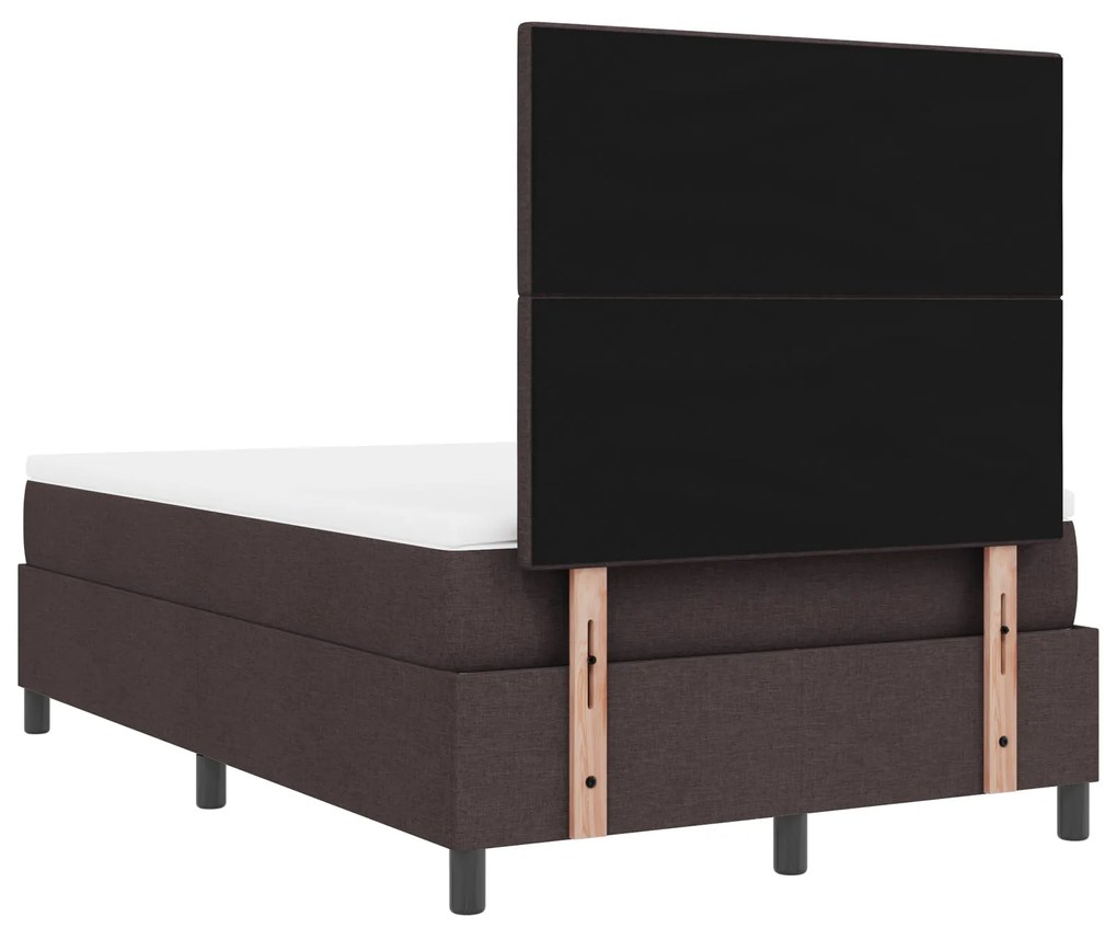 Cama Box Spring com Colchão Castanho Escuro 120x200 cm Tecido