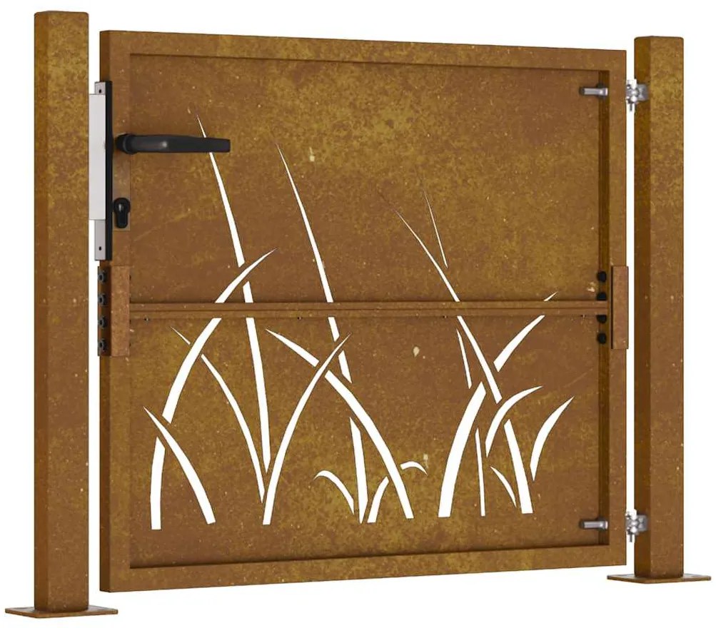 Portão de jardim 105x105 cm aço corten design erva