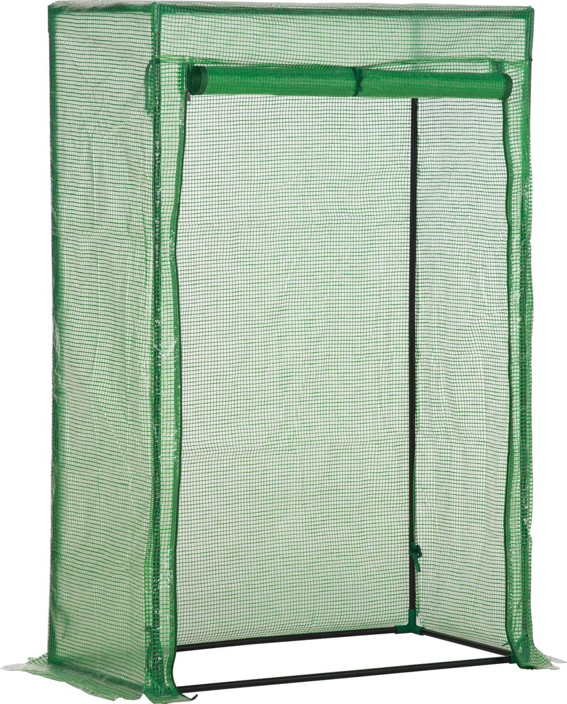 Outsunny Estufa de jardim, estufa de varanda, lona reforçada em PE, chassi em aço, porta enrolável com zíper, 100 x 50 x 150 cm verde | Aosom Portugal