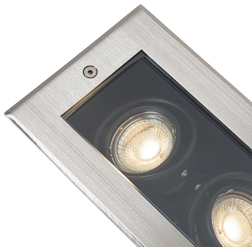 Foco de chão moderno em aço 2 luzes ajustáveis IP65 - Oneon