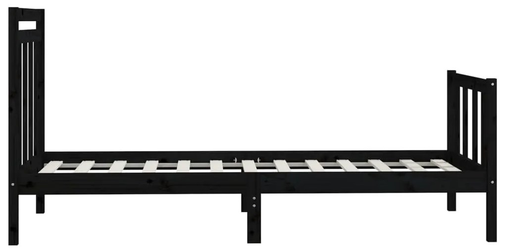 Estrutura de cama 100x200 cm madeira de pinho maciça preto