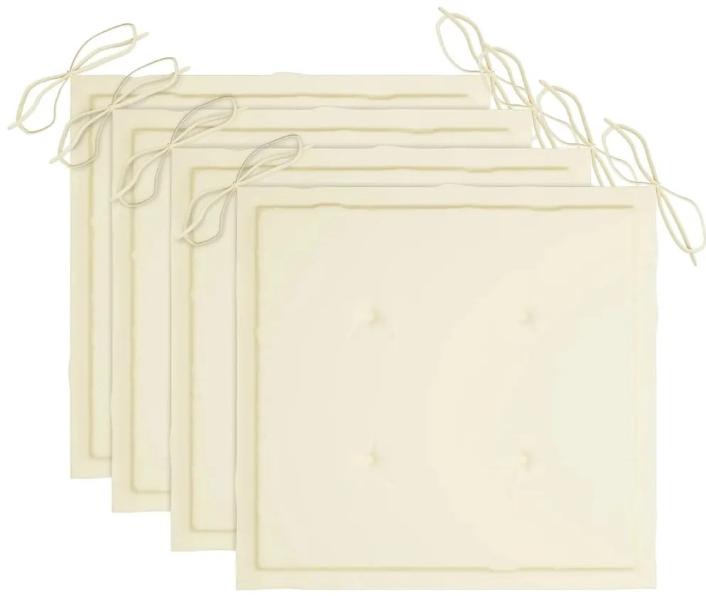 Cadeiras de jantar p/ jardim 4 pcs c/ almofadões acácia maciça