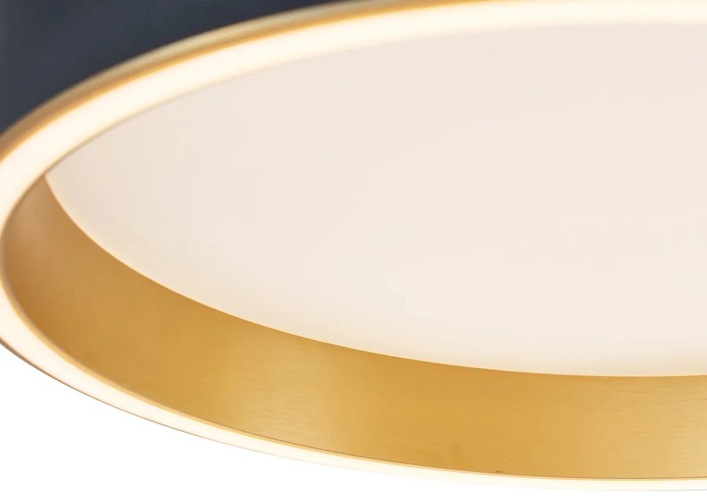 Plafon de design preto com dourado 40cm incl. LED com interruptor de 3 níveis - Ingo Design