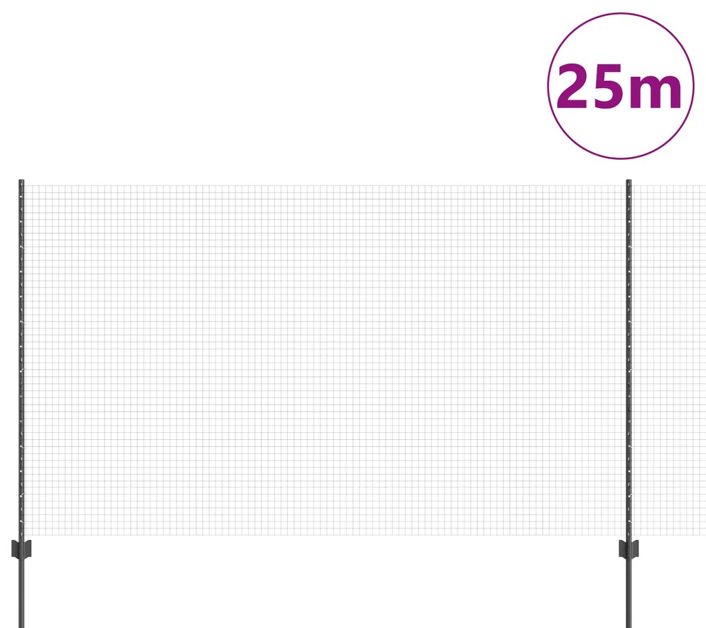 Cerca de Arame Soldado com 22 Postes U Cinza 1,4x25 m Aço