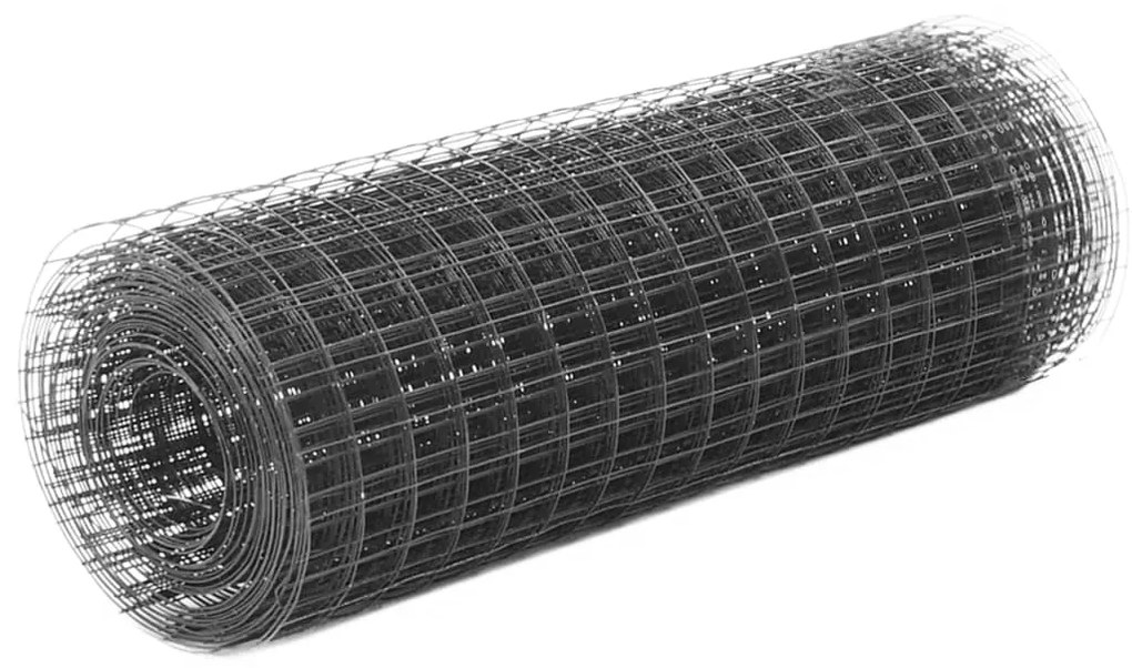 vidaXL Cerca arame galinheiro 25x0,5m aço c/ revestimento PVC cinzento