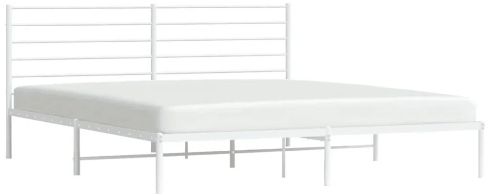 Estrutura de cama com cabeceira 200x200 cm metal branco