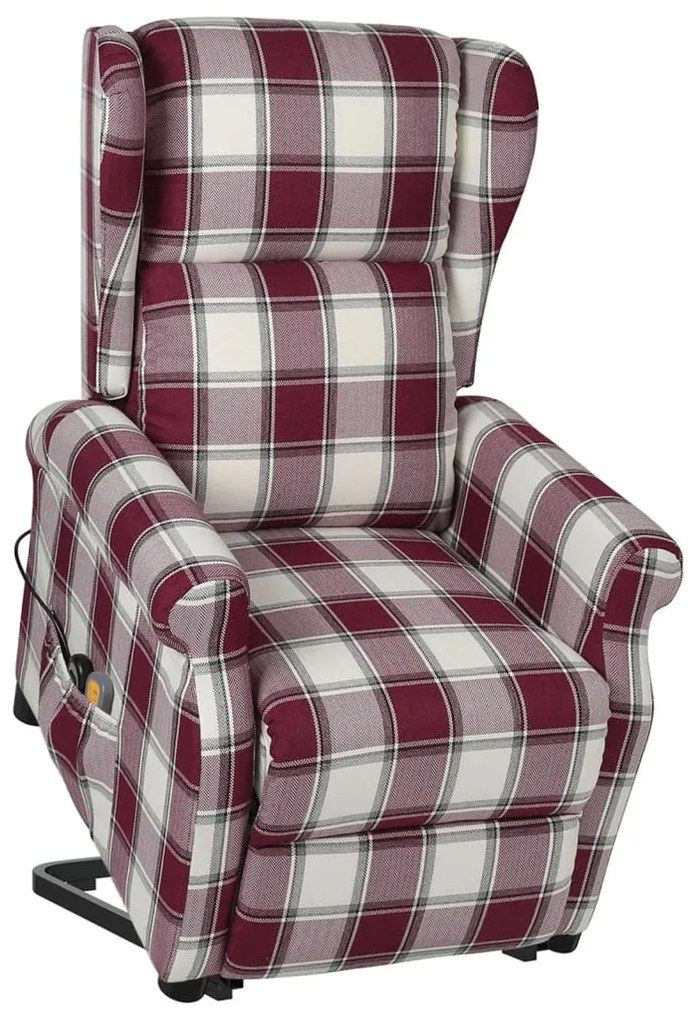 vidaXL Poltrona elevatória de massagens tecido vermelho