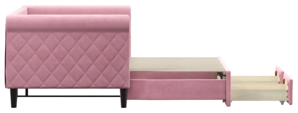 Sofá-cama com gavetão e gavetas 80x200 cm veludo rosa