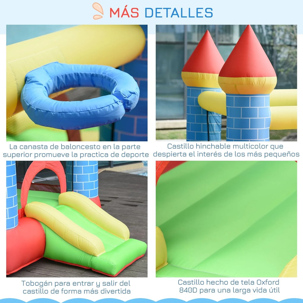 Castelo Insuflável Infantil com Escorrega, Trampolim e Insuflador – 28