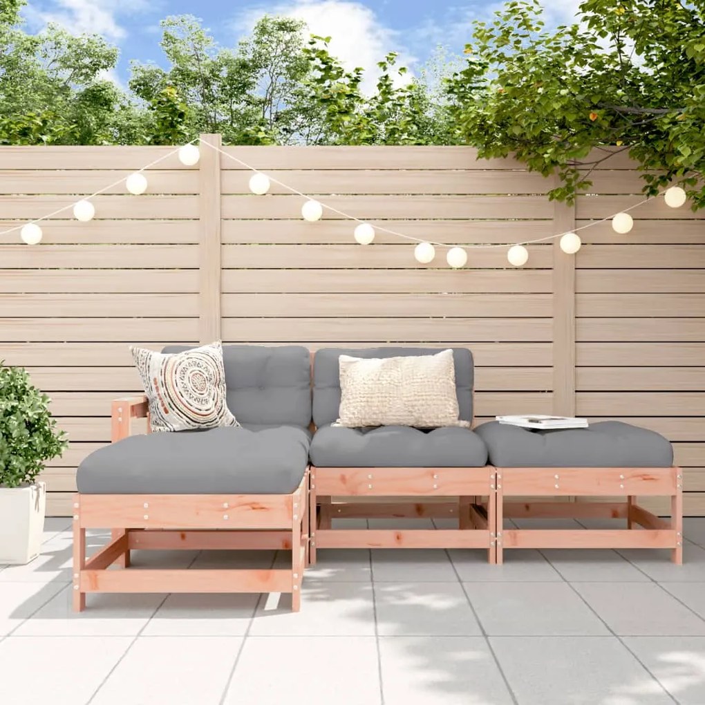 4 pcs conjunto lounge de jardim madeira de douglas maciça