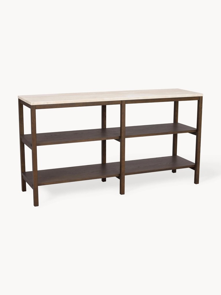 Estante em madeira de carvalho com tampo em travertino Orwel