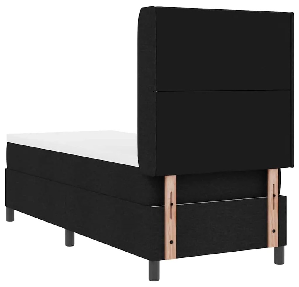 Cama Box com colchão e LED preto 90x190 cm, tecido.