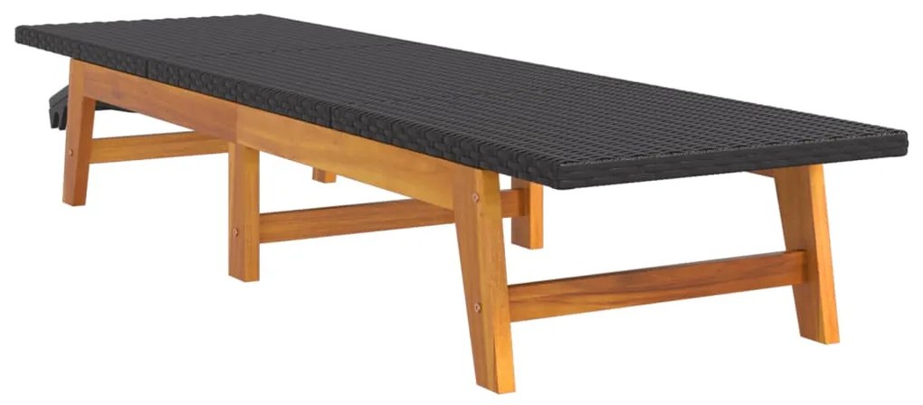 Espreguiçadeira com mesa vime PE e madeira de acácia maciça