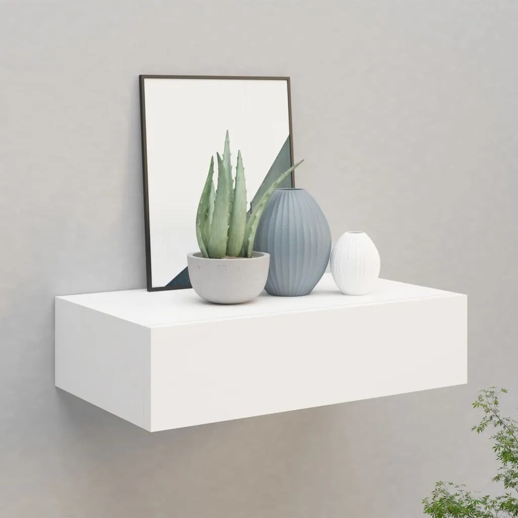 330241 vidaXL Prateleira de parede com gaveta MDF 40x23,5x10 cm branco