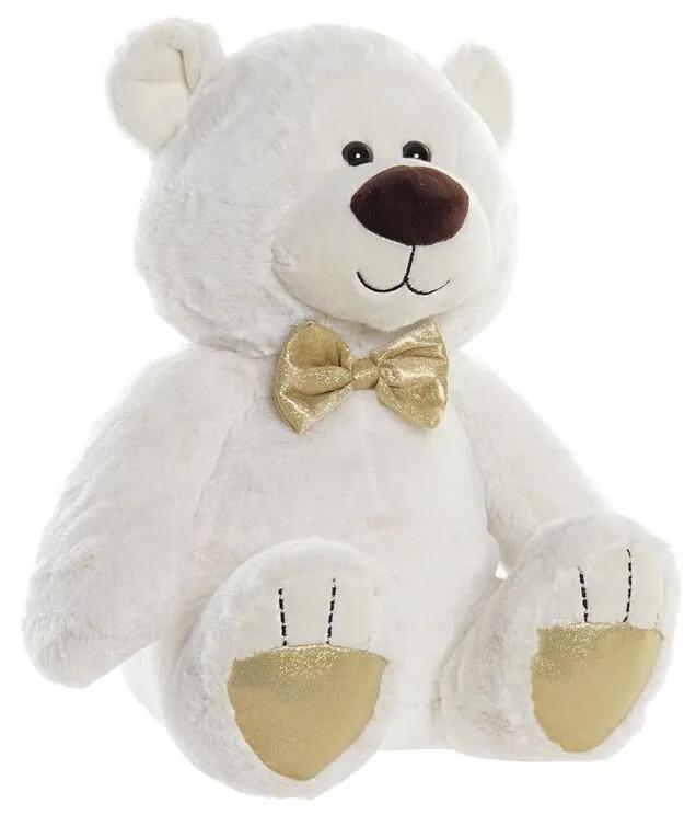 Urso de Peluche Dkd Home Decor Laço Dourado Poliéster Branco Infantil Urso