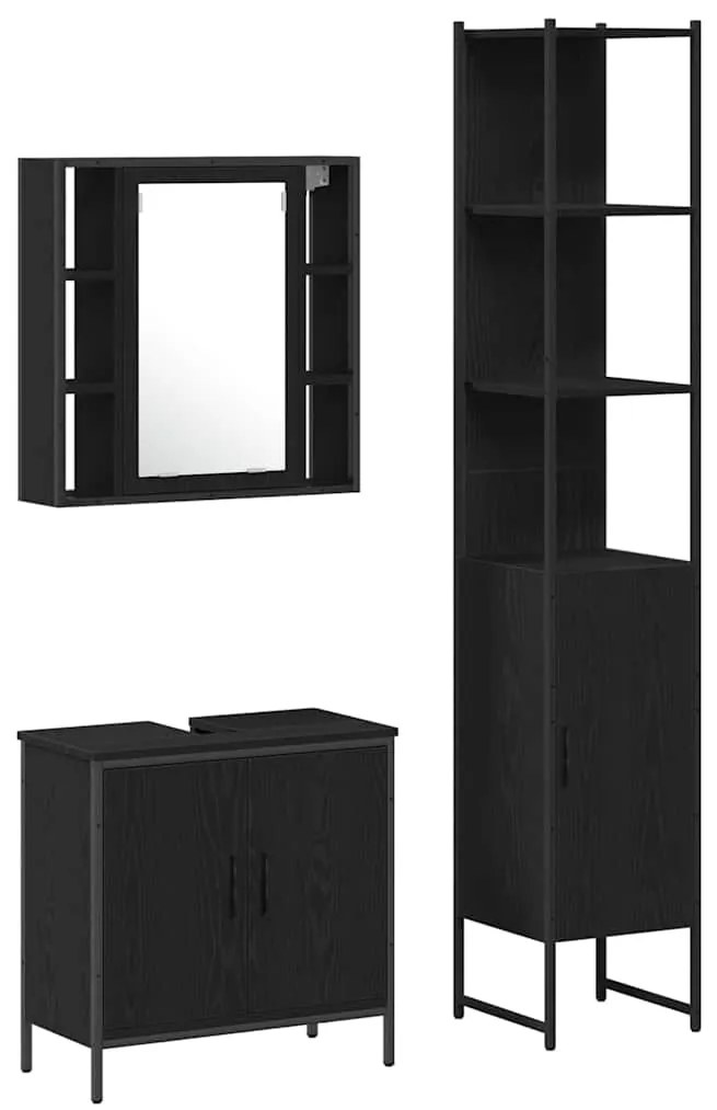 Armário de Pia para Casa de Banho vidaXL Carvalho Preto 60x30x60 cm Ma