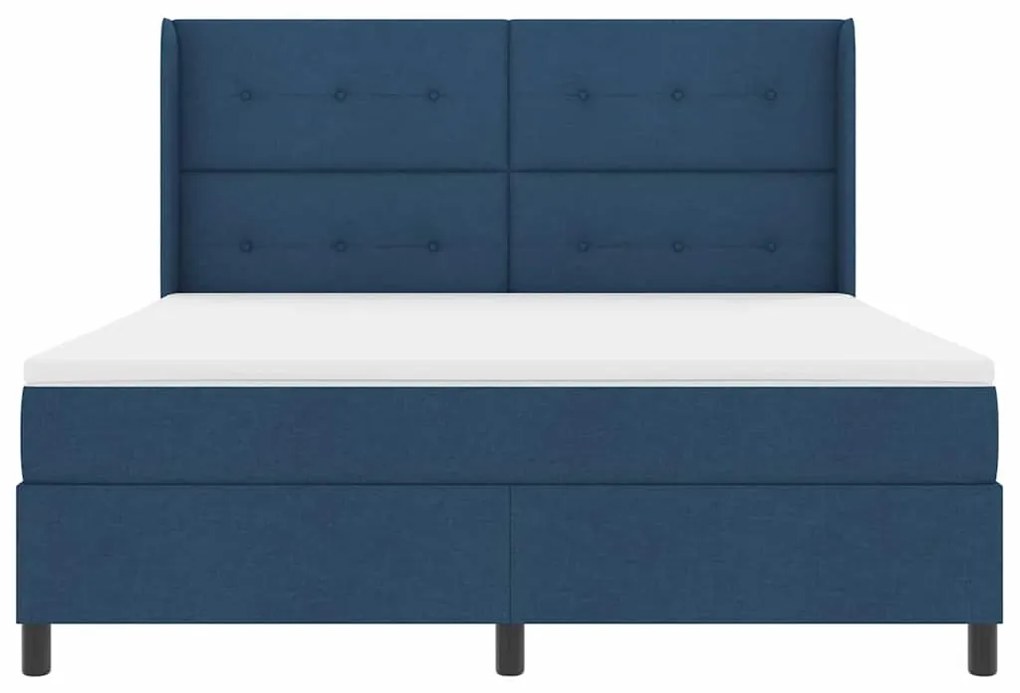 Cama Box com Colchão e LED Azul 180x200 cm, Tecido