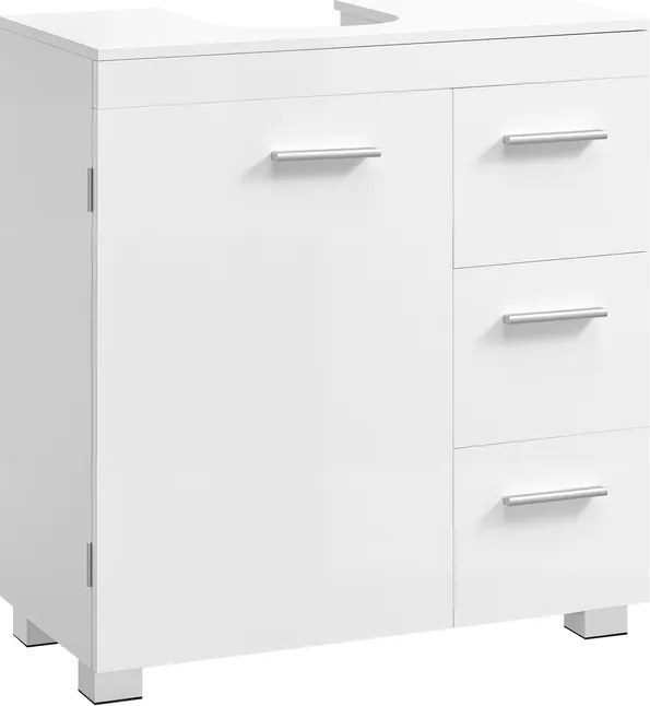 Armário casa de banho para lavatório (NÃO INCLUIDO) 30 x 60 x 64 cm com 3 gavetas grandes e pés em branco