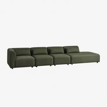 Sofá Modular De Canto Fogler De 4 Peças Com Espreguiçadeira Direita Chenille Verde Sálvia - Sklum