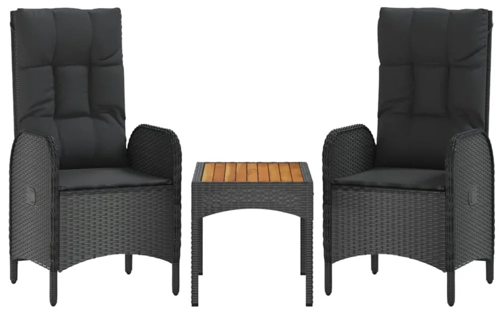 5 pcs conjunto de jantar p/ jardim c/ almofadões vime PE preto