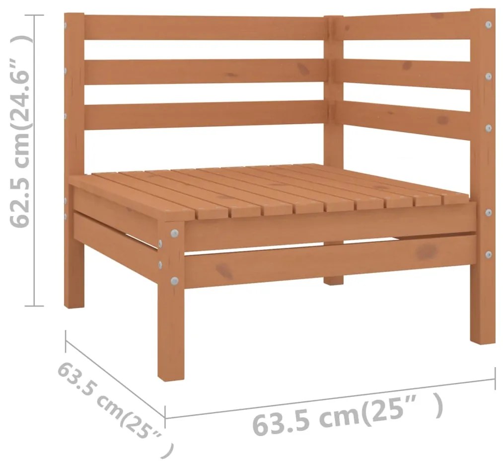 11 pcs conjunto lounge de jardim pinho maciço castanho mel