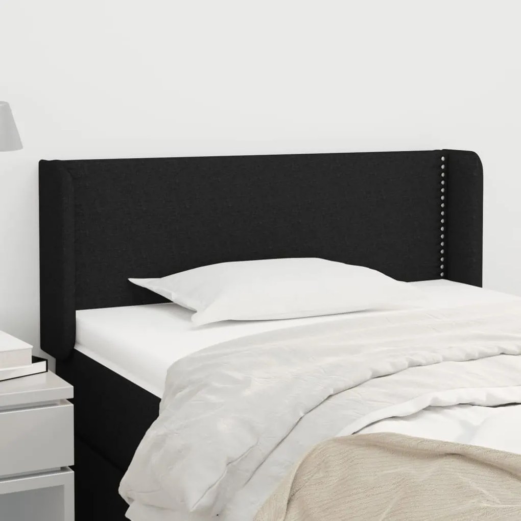 Cabeceira de cama c/ abas tecido 83x16x78/88 cm preto
