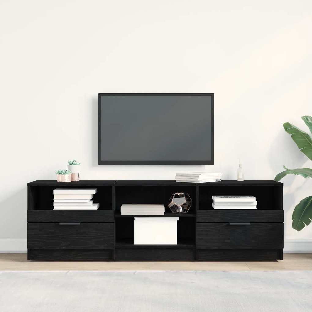 vidaXL Estante para TV Carvalho Preto 150x33,5x45 cm Madeira Revestida