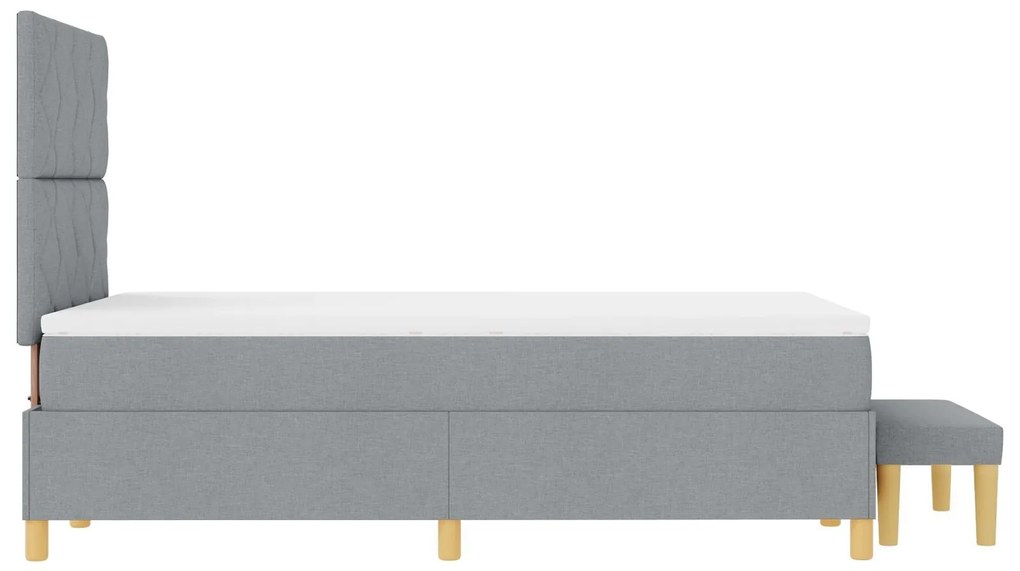 Cama Box Spring com Colchão e Banco Cinza Claro 120x200 cm Tecido