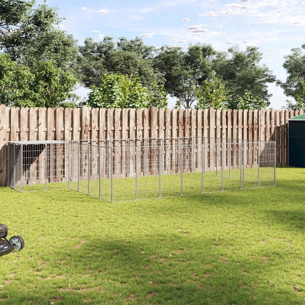 vidaXL Canil 15,73 m² aço prateado