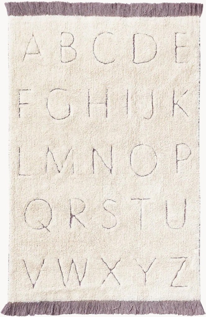 Tapete para crianças lavável tufado à mão com design de letras Abc